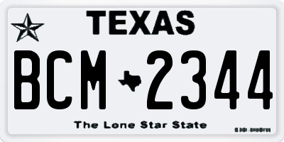 TX license plate BCM2344
