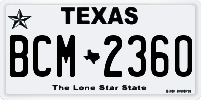 TX license plate BCM2360