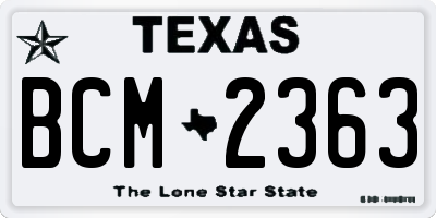 TX license plate BCM2363