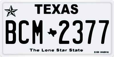 TX license plate BCM2377