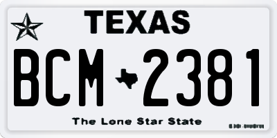 TX license plate BCM2381