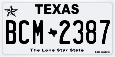 TX license plate BCM2387