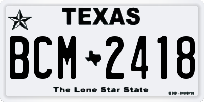 TX license plate BCM2418