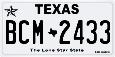 TX license plate BCM2433