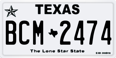 TX license plate BCM2474
