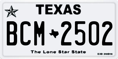 TX license plate BCM2502
