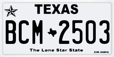 TX license plate BCM2503