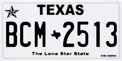 TX license plate BCM2513