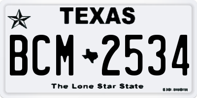TX license plate BCM2534