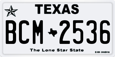 TX license plate BCM2536