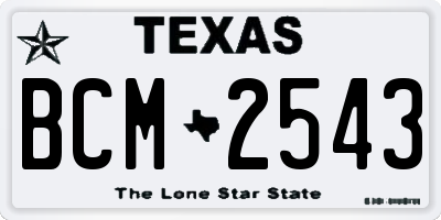 TX license plate BCM2543