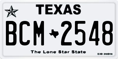 TX license plate BCM2548