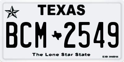 TX license plate BCM2549