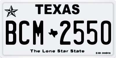 TX license plate BCM2550