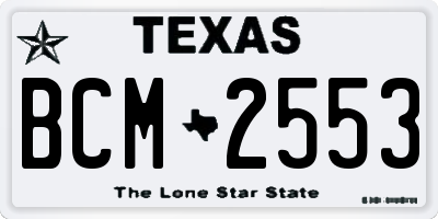 TX license plate BCM2553