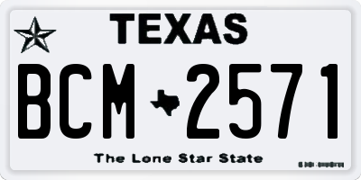TX license plate BCM2571