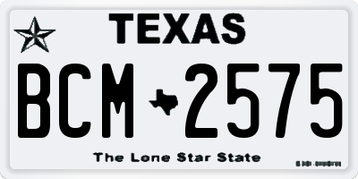 TX license plate BCM2575