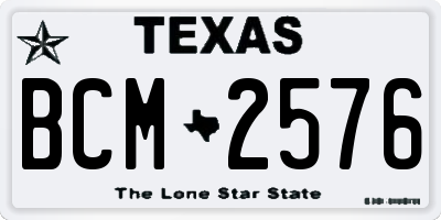 TX license plate BCM2576