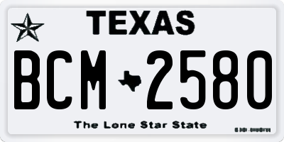 TX license plate BCM2580