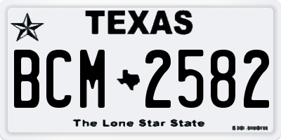 TX license plate BCM2582