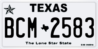 TX license plate BCM2583