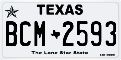TX license plate BCM2593