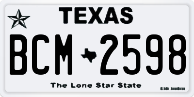 TX license plate BCM2598