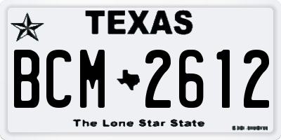 TX license plate BCM2612