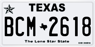 TX license plate BCM2618