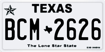 TX license plate BCM2626