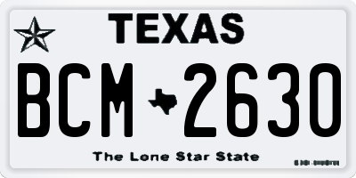 TX license plate BCM2630