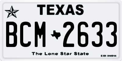 TX license plate BCM2633