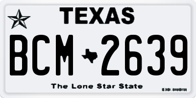 TX license plate BCM2639