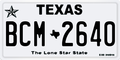 TX license plate BCM2640