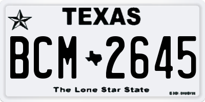 TX license plate BCM2645