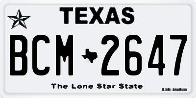 TX license plate BCM2647