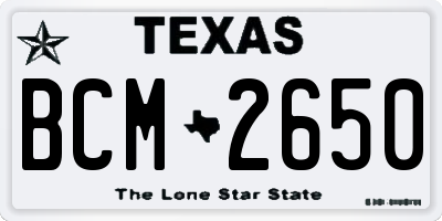 TX license plate BCM2650