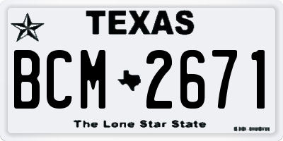 TX license plate BCM2671
