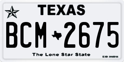 TX license plate BCM2675