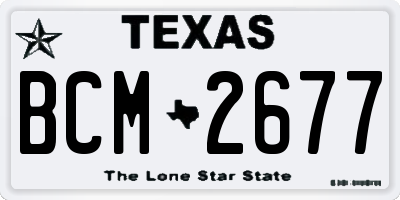 TX license plate BCM2677