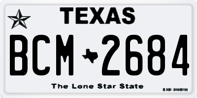 TX license plate BCM2684