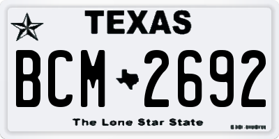 TX license plate BCM2692