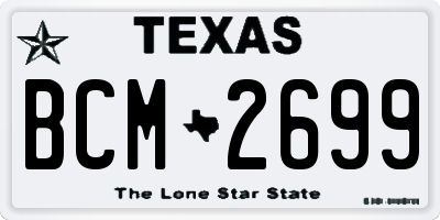 TX license plate BCM2699
