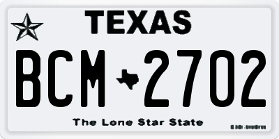 TX license plate BCM2702