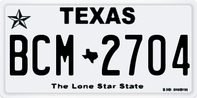 TX license plate BCM2704