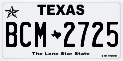 TX license plate BCM2725