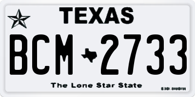 TX license plate BCM2733