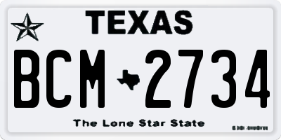 TX license plate BCM2734