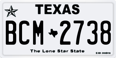 TX license plate BCM2738
