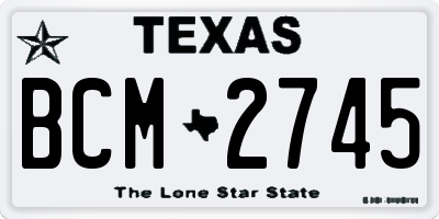 TX license plate BCM2745